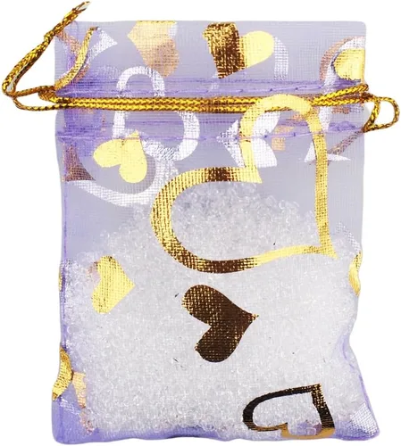 Miniatura 10 de QIANHAILIZZ Paquete de 100 bolsas de regalo de organza con forma de corazón de flores de 2.8 x 3.5 pulgadas, bolsa de regalo para dulces, bolsa