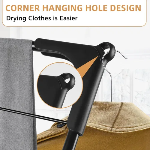 Miniatura 6 de Tendedero plegable para ropa Escurridor portátil plegable para ropa Uso para interiores y exteriores Ahorro de espacio Negro 54 x 24 x 17