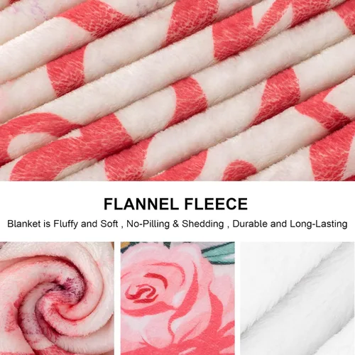 Miniatura 3 de Givetoyou Manta de cumpleaños número 37 para mujer, estampado floral rosa y blanco, 60 x 50 pulgadas, forro polar de poliéster, manta 34 años
