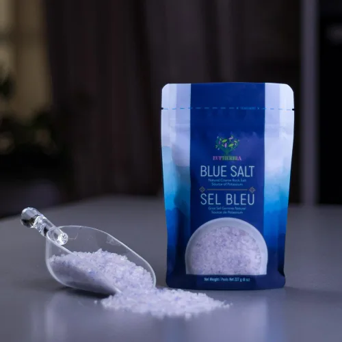 Miniatura 8 de EUPHERBIA Sal azul, gruesa, sal mineral rara, alto potasio, baja en sodio, natural, sin procesar, cosechada a mano, certificado Kosher