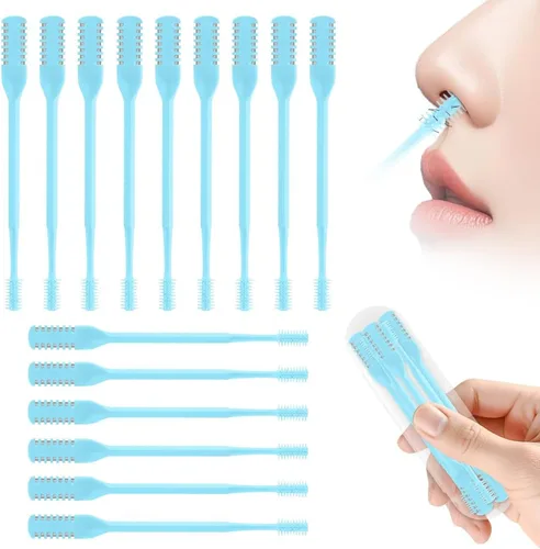 Miniatura 27 de Cortador de pelo nasal 2 en 1, recortador manual de doble cara con cepillo, cuchillo de nariz giratorio de 360° para hombres y mujeres, herramienta