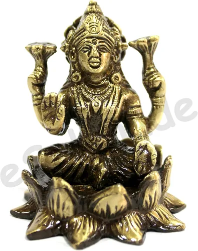 Miniatura 8 de eSplanade Set de ídolo Laxmi Ganesh de latón de 3" en loto