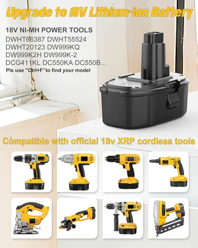 Miniatura 5 de Baterías de repuesto de iones de litio de 8.0Ah 18V para batería Dewalt de 18 V XRP DC9096 DC9098 DC9099 + cargador rápido DC9310 para batería