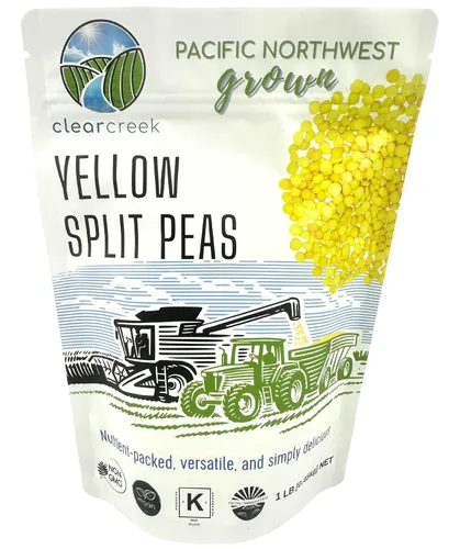 CLEAR CREEK Guisantes amarillos partidos certificados sin residuos de glifosato | 1 libra | Sin OMG | Kosher | Vegano