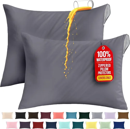 Miniatura 16 de Utopia Bedding Protector de almohada impermeable, con cremallera, paquete de 2, beige, estándar, funda de almohada a prueba de chinches, de 20 x 26