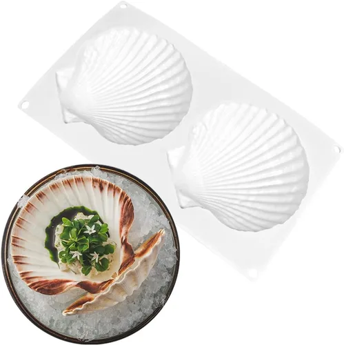 Miniatura 5 de mostsom Molde de silicona para hornear Big Sea Shell para hornear 3D Bakeware Molde de chocolate Molde de magdalenas Pan Pastel DIY Muffin