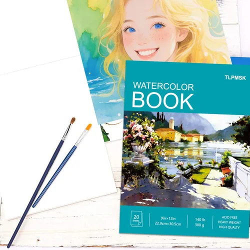 Miniatura 5 de Bloc de papel de acuarela para practicar, cuaderno de bocetos de acuarela, 9 x 12 pulgadas, bloc para pintura de acuarela, lápiz, tinta, pastel