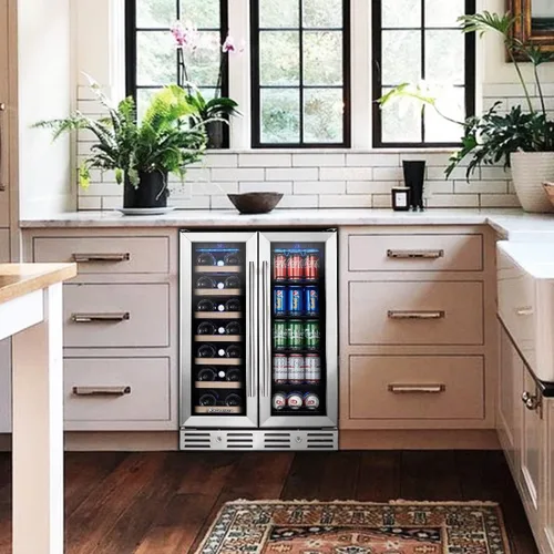 Miniatura 7 de Refrigerador de vino y bebidas de 24 pulgadas, refrigerador de vino de doble zona con capacidad para 20 botellas y 78 latas, control táctil digital