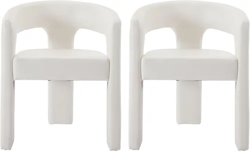 Miniatura 14 de VESCASA Silla de Comedor de Barril de Terciopelo con Respaldo Abierto, Sillón Lateral de Acento Moderno Tapizado con 3 Patas para Caqui-terciopelo