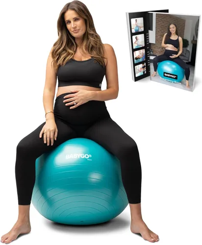 Miniatura 17 de BABYGO Pelota de Parto – Juego de pelota y libro de yoga para embarazo, trabajo de parto y ejercicio con enfoque en trimestres, fisioterapia