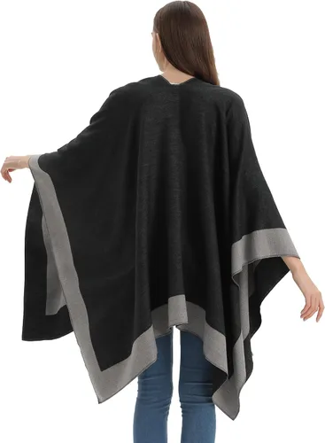 Miniatura 4 de YnimioAOX Poncho envolvente tipo chal para mujer, capa frontal abierta para otoño e invierno