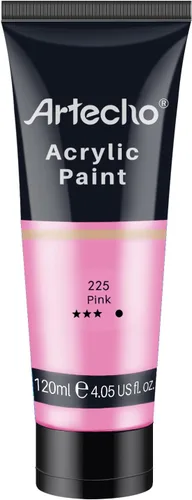 Artecho - Pintura acrílica rosa (120 ml / 4.05 oz) en tubos, para arte y manualidades para lienzo, roca, piedra, madera, tela, suministros artísticos