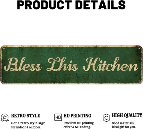 Miniatura 3 de Mukuko Letrero decorativo de pared para sala de estar – Bless This Kitchen – Letreros de decoración de pared familiar para cocina, dormitorio