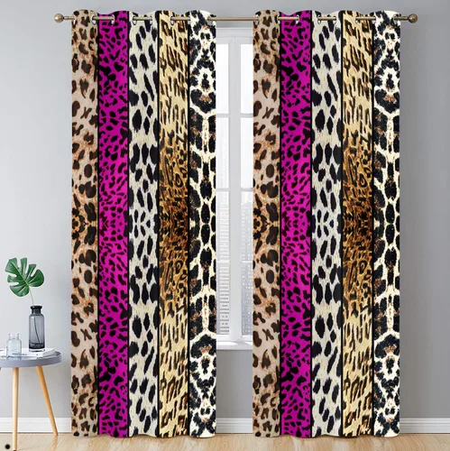 Miniatura 105 de Cortina opaca con estampado de animales salvajes, para oscurecer la habitación, con aislamiento térmico, con ojales para sala, comedor, dormitorio