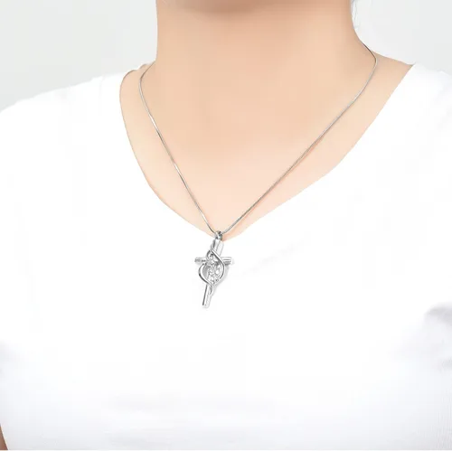 Miniatura 4 de Minicremation Joyería de cremación para cenizas Collar de urna de cruz para mujeres y hombres, medallón religioso de urna conmemorativa religiosa