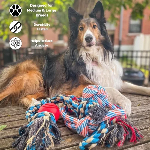 Miniatura 4 de Juguetes de cuerda para perros XL para masticadores agresivos – Pelota grande para perros grandes y medianos – Beneficios de rescate de perros sin