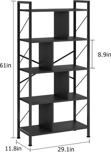 Miniatura 2 de IDEALHOUSE Estantería de 5 niveles con almacenamiento, estante industrial de 61 pulgadas de alto con estantes de exhibición abierta, estantería de 5