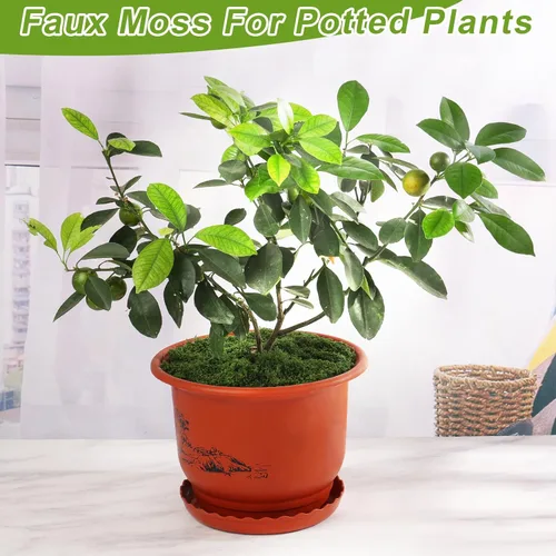 Miniatura 7 de Jollidecor Musgo falso para manualidades, musgo artificial de 14.1 onzas para plantas, decoración de interiores, verde claro y verde oscuro, musgo