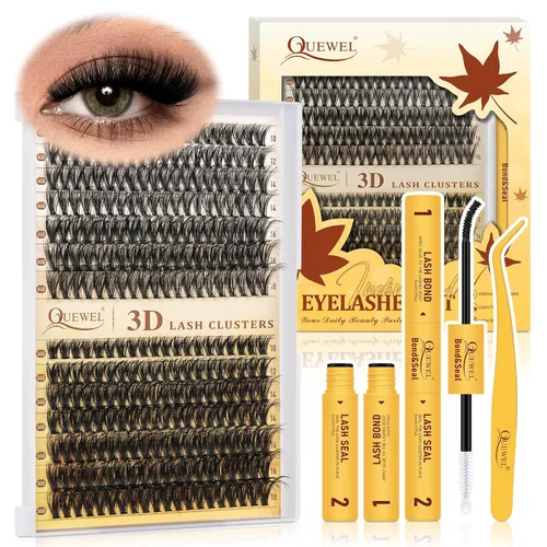 Miniatura 23 de QUEWEL 580 racimos de pestañas 30D+40D+50D+60D+80D+100D racimos de pestañas wispy de 10-18mm, pestañas individuales en racimo reutilizables