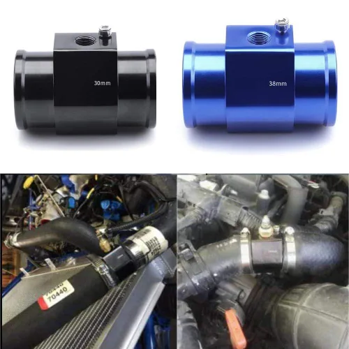 Miniatura 4 de Abrazadera de adaptador de sensor de radiador para tubo de junta de temperatura de agua de aluminio, medidor de temperatura, abrazadera azul de 34 mm
