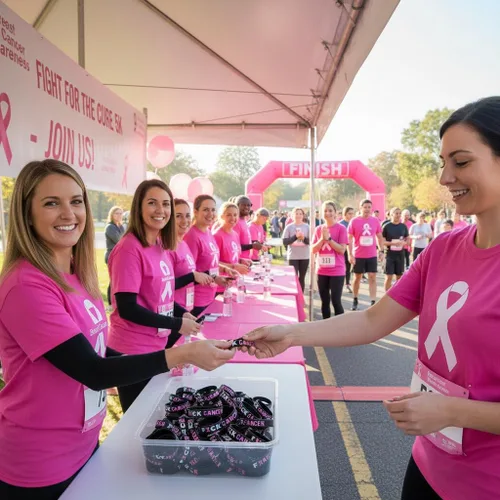 Miniatura 4 de Fuck Cancer Pulseras con cinta rosa para concienciar sobre el cáncer de mama (paquete de 6) – Paquete a granel de 6 pulseras de cáncer Fck