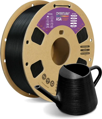 OVERTURE ASA Filamento 1.75mm, Carrete de 1 kg (2.2lbs) Filamento para Impresora 3D, Anti-UV Premium, Filamento ASA Perfecto para Imprimir Piezas