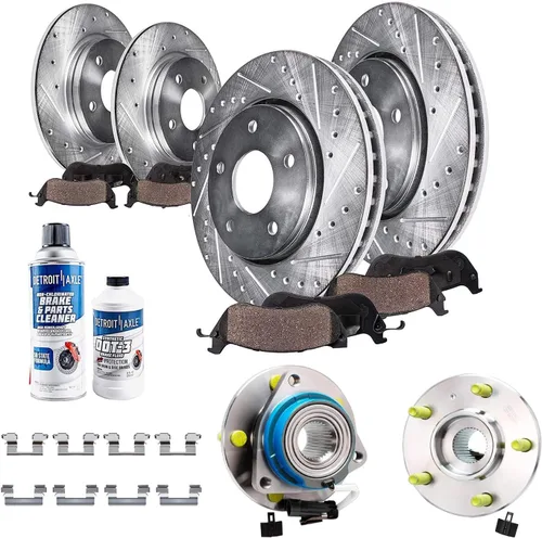 Miniatura 73 de Detroit Axle - Rotores de freno para Ford 2013-2019 Explorer Taurus Flex Lincoln MKT MKS, rotores de freno de disco ranurados perforados de repuesto