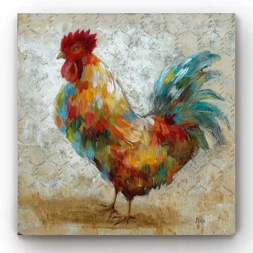 Miniatura 7 de Renditions Gallery Arte moderno de gallina con flores sobre lienzo estirado para decoración de pared