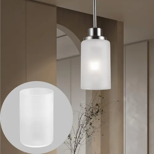 Miniatura 2 de Paquete de 8 pantallas de vidrio esmerilado blanco de repuesto, 5.9 pulgadas de altura, 3.9 pulgadas de diámetro, adaptador de 1.65 pulgadas, Vidrio