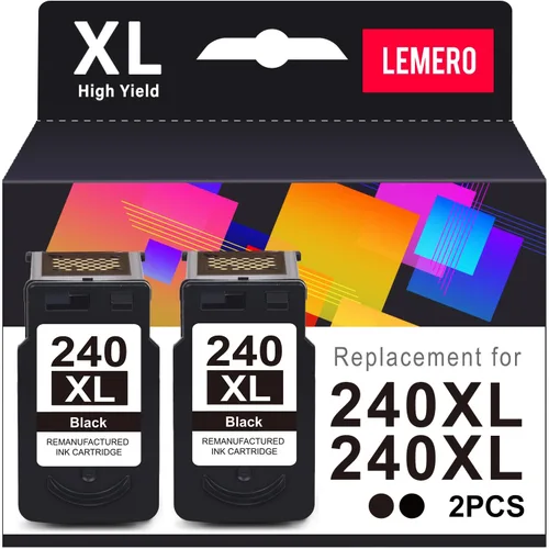 LEMERO PG-240 XL 240XL Cartucho de tinta negro remanufacturado para Canon 240XL Cartucho de tinta Trabajo con impresoras Canon PIXMA MG3620 MG2120