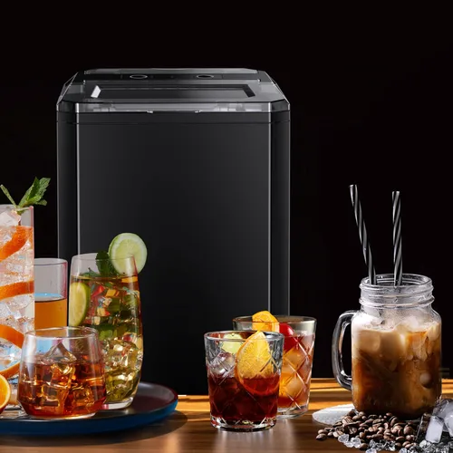 Miniatura 7 de Máquina de hielo para encimera, 9 cubos listos en 6 minutos, 26 libras en 24 horas, máquina de hielo autolimpiante con cuchara de hielo y cesta, 2