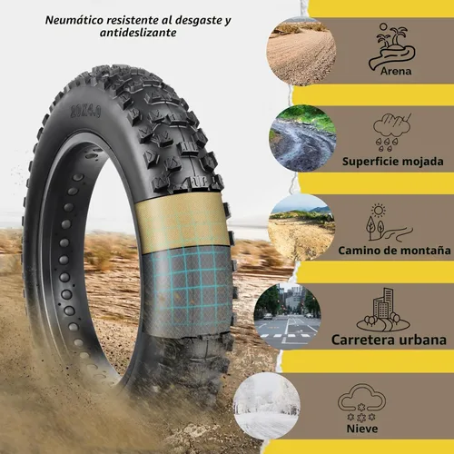 Miniatura 3 de MOHEGIA Neumático para Bicicleta Eléctrica de Llanta Ancha: 20x4.0/26x4.0 Pulgadas, Neumático de Reemplazo para Bicicleta de Montaña Eléctrica