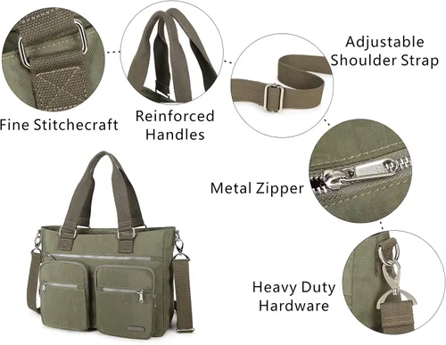 Miniatura 7 de Bolso de hombro de nailon repelente al agua - Maletín para portátil Bolsa clínica Oliva
