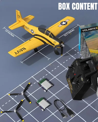 Miniatura 8 de VOLANTEXRC Avión RC para principiantes, 4CH Avión RC WWII T28 Trojan con Aileron, Avión RC de 2.4Ghz con control remoto con Xpilot Auto-recuperación