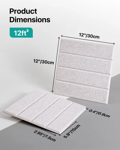 Miniatura 6 de Paquete de 12 paneles de espuma a prueba de sonido para paredes, paneles acústicos autoadhesivos absorbentes de sonido, paneles de pared de alta