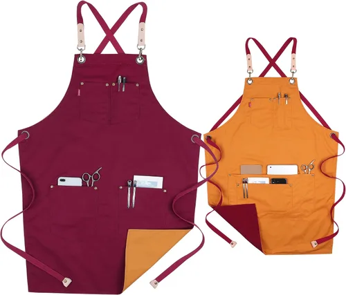 Miniatura 11 de Delantal de Chef de Mezclilla para Mujeres con Bolsillos, Delantal de Cocina de Camarera de Jean para Hombres para Cocinar Jardinería Pintura