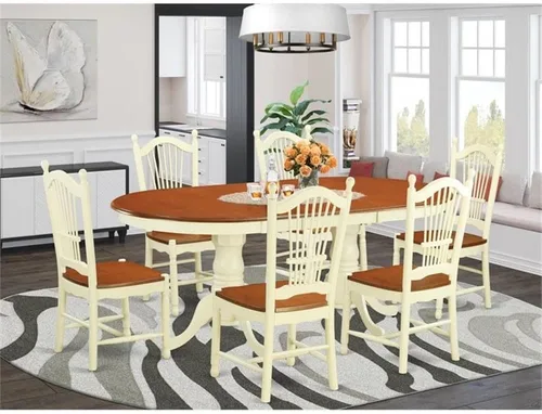 Miniatura 2 de Atlin Designs Juego de mesa y silla de comedor de madera de 7 piezas en color cereza
