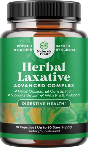 Cápsulas laxantes herbales con probióticos – píldoras laxantes naturales para limpiar el colon y apoyar el sistema digestivo con polvo de cáscara de