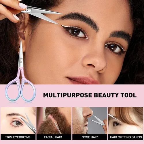 Miniatura 2 de Cuidado personal Herramientas profesionales de belleza (rosa) Tijeras pequeñas Depilación facial y oído, nariz y cejas, recorte de barba Tijeras
