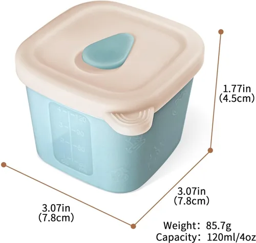 Miniatura 6 de Recipientes de silicona para alimentos para bebés, tarros reutilizables de almacenamiento de alimentos para bebés de 4 onzas con tapas, perfectos