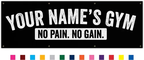 Banner personalizado con texto en inglés "Your Name", decoración de gimnasio en casa, entrenamiento de garaje, vinilo inspirador para pared (36 x 12