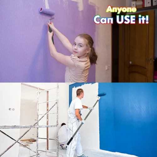 Miniatura 4 de BsBsBest Kit de rodillos de extensión de 4 pies con cepillo, varillas de acero inoxidable, varilla de empalme, cepillo mural para paredes y techo