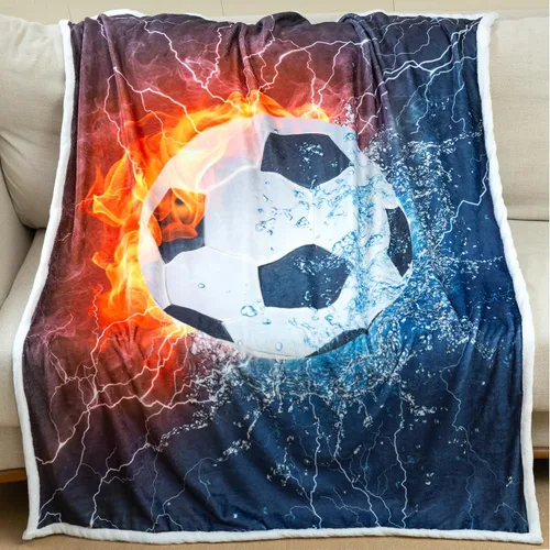 Miniatura 12 de Sviuse Manta de Fútbol para Niños Súper Suave Manta Deportiva de Tiro Tamaño Twin Manta de Franela Regalos para Amantes del Fútbol Sofá Viajes Sala