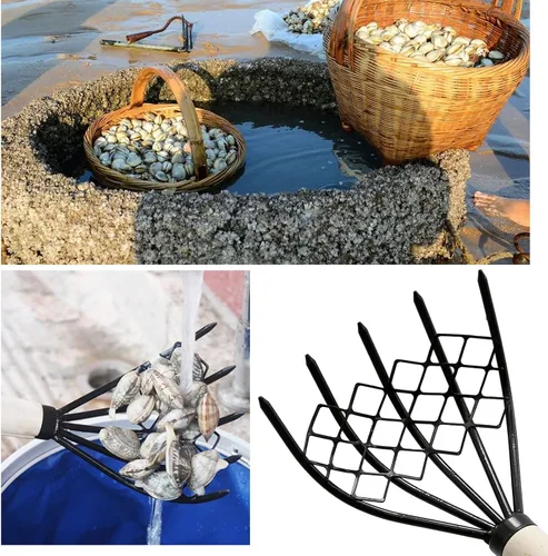 Miniatura 3 de 2 piezas de rastrillo de garra herramienta raspadora de almejas para playa garras rastrillo de mano rastrillo de mariscos herramienta excavadora