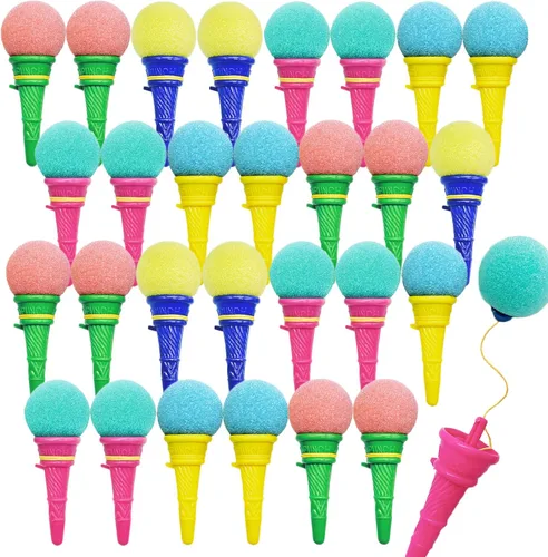 Juuxncgv 30 unidades de juguetes para hacer helados, lanzador de bolas de espuma de helado de 4 pulgadas, mini bolas de esponja de cono para niños,