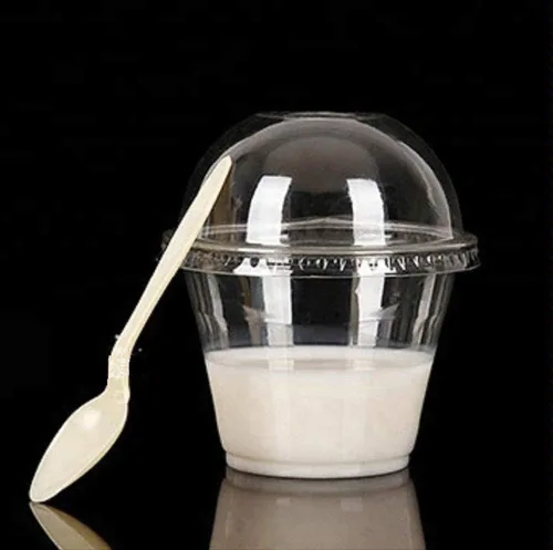 Miniatura 2 de 4U'LIFE Vasos de helado PET altamente transparentes, tazas de yogut congelado, tazas de batido, tazas de Sundae con tapas de cúpula