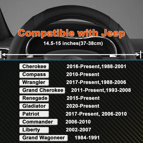 Miniatura 2 de West Llama Funda Personalizada para Volante de Coche para Jeep Grand Cherokee, Wrangler, Compass, Gladiator, Cherokee 36.8-38.1 cm