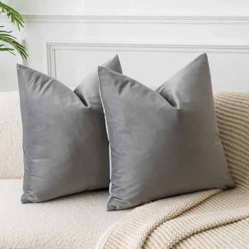 Miniatura 18 de Juspurbet - Juego de 2 fundas decorativas de terciopelo para cojines, fundas suaves para sofá, cama o sillón con cremallera oculta, para sala