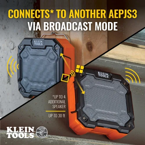 Miniatura 2 de KLEIN TOOLS AEPJS3 - Altavoz Bluetooth para el lugar de trabajo con imán y gancho, 20 horas de tiempo de funcionamiento, carga a través de USB A