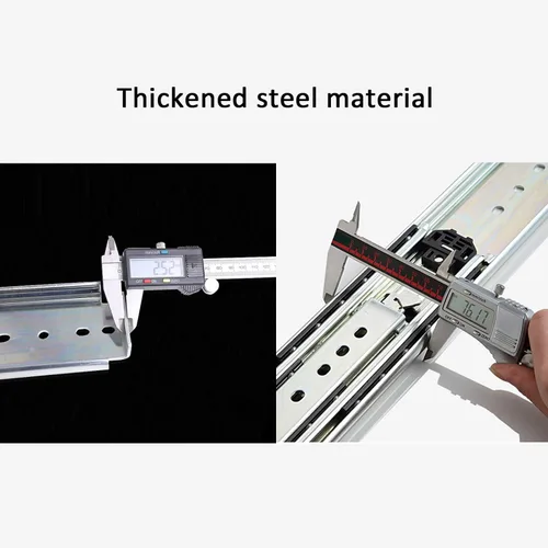Miniatura 5 de 1 par de corredores de cajón industrial de 2.992 in de ancho, resistente, 485 lb, extensión completa con rodamientos de bolas con cerradura
